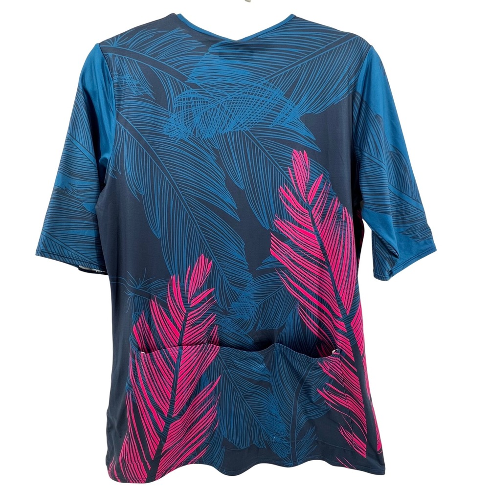 NWT Terry Bicycles Womens XL Cycling Jersey Navy Pink Palm Leaf UPF 50+ Half Slv - Picture 2 of 9
